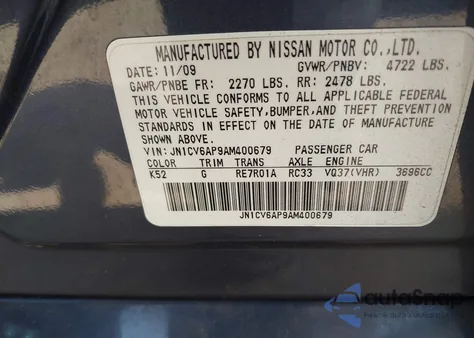 2010 Infiniti G37 Journey from USA, damaged, VIN JN1CV6AP9AM400679